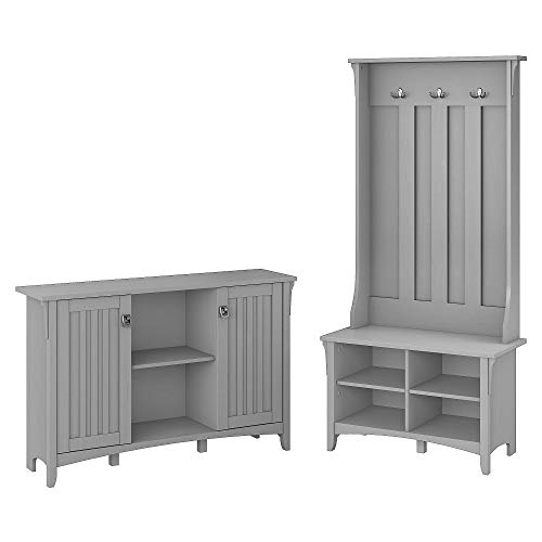 Bush Furniture Salinas Entryway Storage Set with Hall Tree, Shoe Bench and Accent Cabinet, Cape Cod Gray