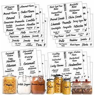 KITCHEN ALMIGHTY NTYR1R5 Pantry Labels: 323 Classy Gloss Clear Preprinted Water Resistant Complete Label Set to Organize Storage Containers, Jars &