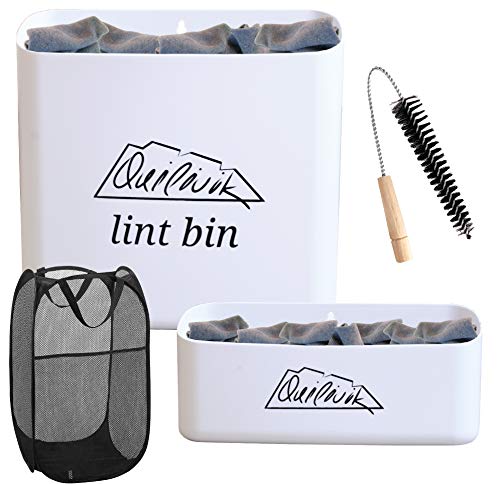 QUILIVIK Lint Bin Magnetic Large and Small with Dryer Lint Brush Vent Trap Cleaner & A Mesh Laundry Hamper| Space Saving