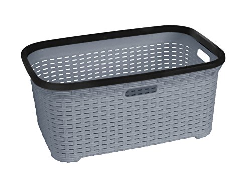 Superior Performance Inc Rattan (Wicker Style) 1.4 Bushel Laundry Basket (Grey)