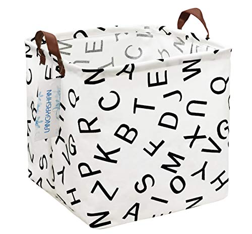 LANGYASHAN Square Storage Bins Waterproof Canvas Kids Laundry/Nursery Boxes for Shelves/Gift Baskets/Toy Organizer/Baby Room
