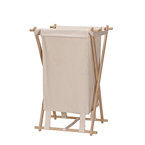 Household Essentials 6785-1 Collapsible Wood X-Frame Laundry Hamper with Fold Over Lid
