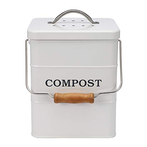 ayacatz Stainless Steel Compost Bin for Kitchen Countertop Compost Binï¼Œ1 Gallon, Kitchen Trash Can -Includes Charcoal