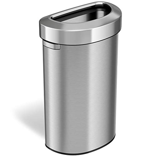 iTouchless 23 Gallon Semi-Round Open Top Trash Can and Recycle Bin, 87 Liter, Slim and Space-Saving Design for Home, Office,