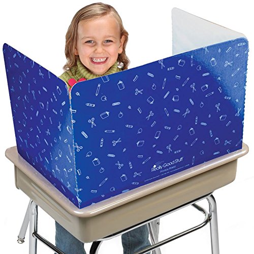 Really Good Stuff Large Privacy Shields for Student Desks â€“ Set of 12 - Gloss - Study Carrel Reduces Distractions - Keep