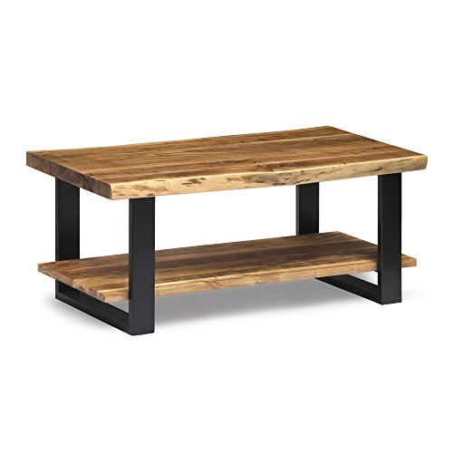 Alaterre Furniture Alpine Natural Wood Coffee Table Live Edge, Brown/Black