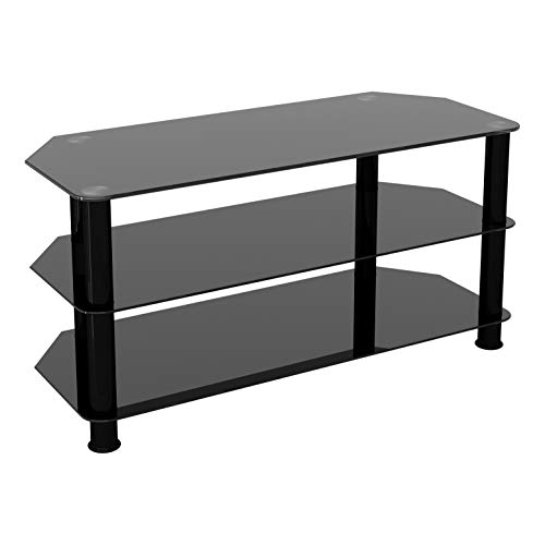 AVF SDC1000BB-A TV Stand for TVs UP to 50-inch, Black Glass, Black Legs