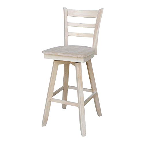 International Concepts Emily Bar Stool-30 Seat Height-with Swivel and Auto Return Chair, Brown
