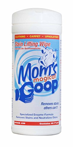 GOOP Mom's Magical Goop Stain Remover And Odor Eliminator Wipes, Removes Stains Others Can't, 40 Wipes In Reclosable Tub
