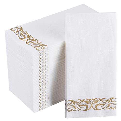 Focus Line [100 Pack] Disposable Bathroom Napkins, Single-Use Guest Towels, Soft and Absorbent Linen-Feel Paper Hand Towels for Kitchen,