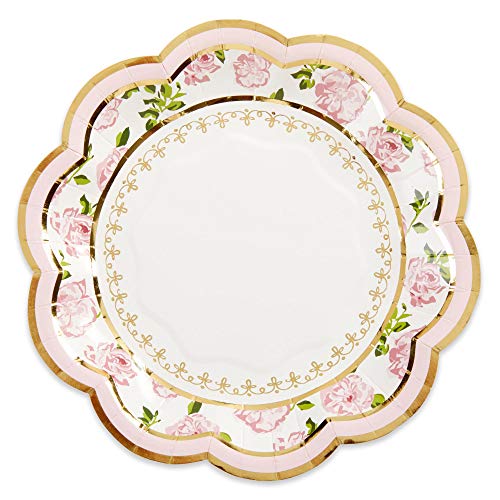 kate aspen 28484PK 0.5 x 6.8 x 6.8 in. Tea Time Whimsy Premium Paper Plates&#44; Pink - Set of 16