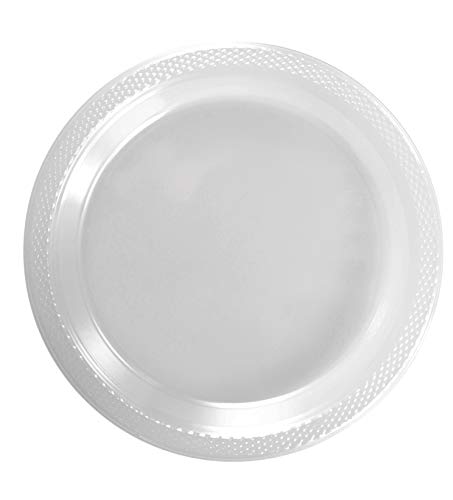 Exquisite 9 Inch. Clear Plastic Plates - Solid Color Disposable Plates - 50 Count