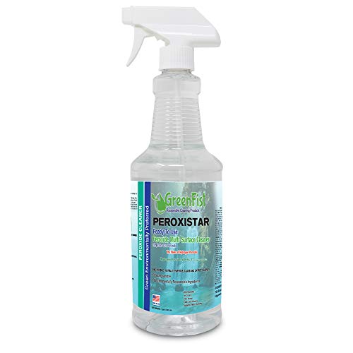 GreenFist Hydrogen Peroxide All Purpose (Glass, Carpet, Toilet,Stain Remover) Cleaner Spray 32 oz , 1 Quart Sprayer