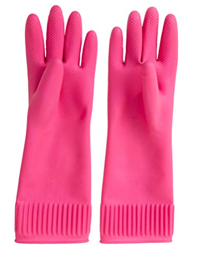 DABOGOSA Mamison Reusable Waterproof Household Dishwashing Cleaning Rubber Gloves, Non-Slip Kitchen Glove(Medium)-Pack of 2