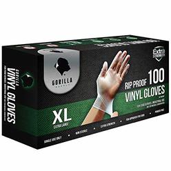 Gorilla Supply Heavy Duty Vinyl Gloves Extra Large Box of 100 Powder Free 4mil Disposable