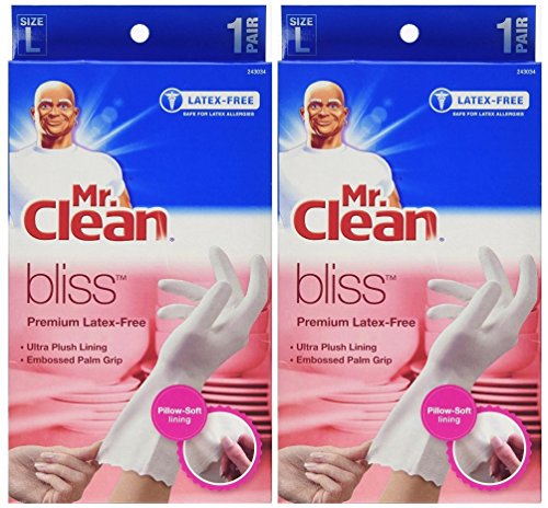 Mr. Clean Bliss Premium Latex-Free Gloves, Large 1 pr (Pack of 2)