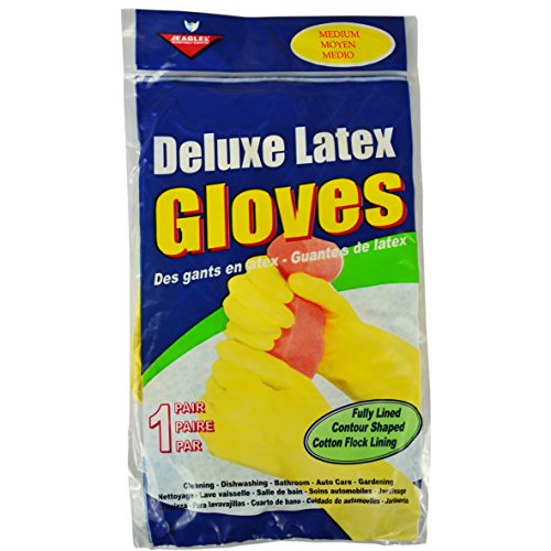 Ddi Deluxe Latex  Gloves for cleaning the home  Yellow  - Medium , Guantes de lÃ¡tex  para limpiar la casa  (1-Pair )