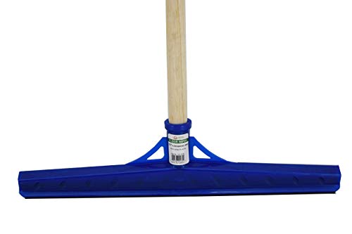 Uniware Floor Wiper/Squeegee w/Wood Stick Handle, 15.7 Inches (Blue)