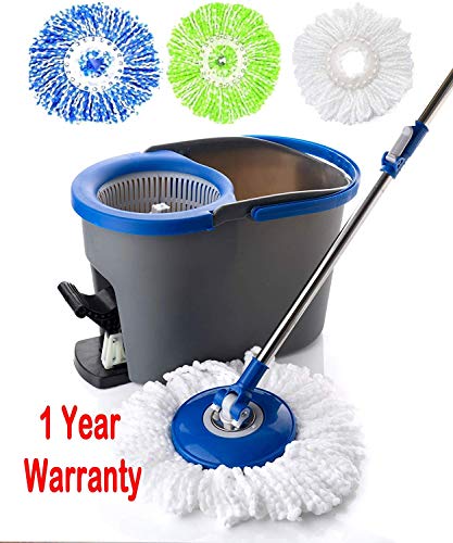 Simpli-Magic 79229 Spin Cleaning System Including 3 Mop Heads, Dark Grey/Blue