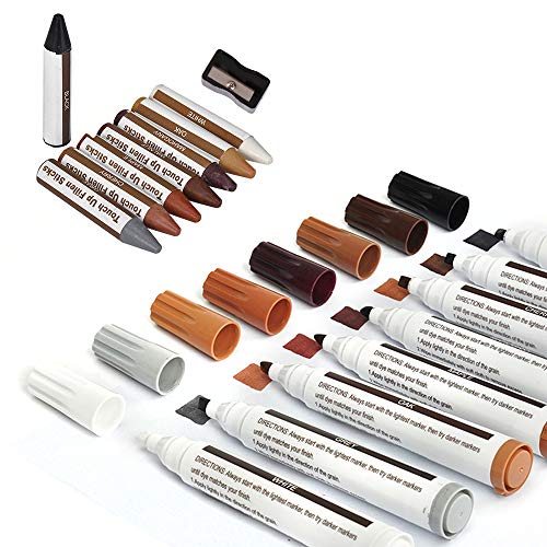 SEISSO Wood Filler Sticks Touch Up Repair Kit Wood Furniture Scratches  Restore Sticks and Markers for Hardwood Oak Wood Floors