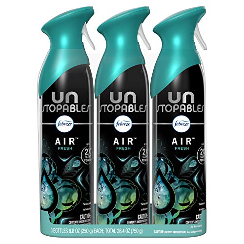 Febreze Unstopables Air Freshener and Odor Eliminator Spray, Fresh Scent, 8.8 Oz (Pack of 3)