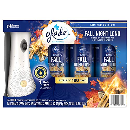 Glade Automatic Spray Diffuser Kit plus 3 Refills (Fall Night Long) Limited Edition