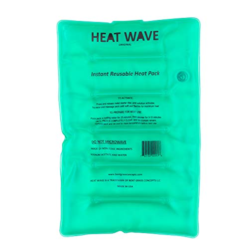 HeatWave Made in USA: HEAT WAVE Instant Reusable Heat Packs â€“ Large (8x12â€), Reusable Heat Pack for Muscle Aches, Back Pain, Pain