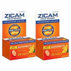 Zicam Cold Remedy Rapidmelts, Citrus Flavor, Quick-Dissolve Tablets, 25 Count (Pack of 2)