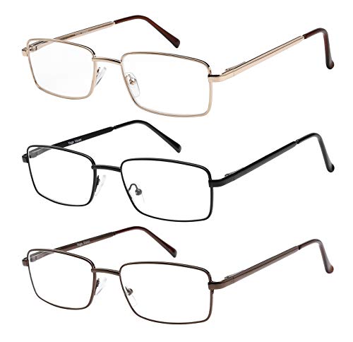 Success Eyewear Reading Glasses Set of 3 Metal Full Rim Glasses for reading for Men and Women +3.5