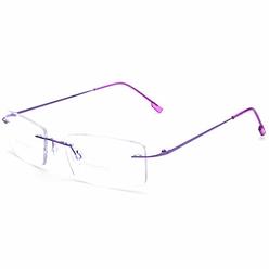 Fuisetaea Rimless Frame Bifocal Reading Glasses Flexible Titanium Alloy +2.25 Men Women Lightweight Readers Bifocal Glasses