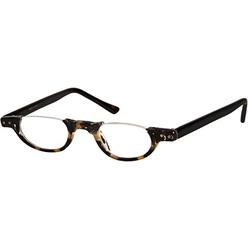 BBI The Hunter Colorful Retro Half Under Frame Rimless Round Vintage Reading Glasses +1.50 Black and Tan Tortoise (Carrying Case