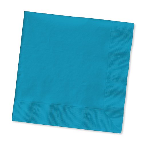 Creative Converting Touch of Color 2-Ply 50 Count Paper Beverage Napkins, Turquoise