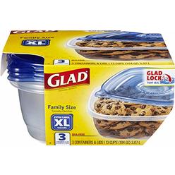 Glad XL Square Food Storage Containers, (104 Oz) -3 Count, Standard