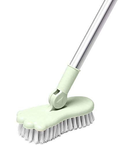 LandHope Floor Scrub Brush Bathroom Bathtub Shower Tile Grout Scrubber  Rotatable 5.9inches Wide 47.2inches Long Handle Indoor Kitchen