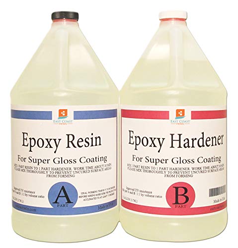 East Coast Resin EPOXY Resin Crystal Clear 2 Gallon Kit | 1:1 Resin and Hardener for Super Gloss Coating | For Bars, Outdoor Table Top,