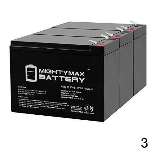 Mighty Max Battery 12V 10AH SLA Replacement Battery for Neuton Mowers E0683-310W - 3 Pack Brand Product