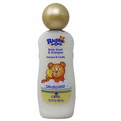 Ricitos de Oro Baby Hair & Body Wash with Oats and Vanilla, Hypoallergenic Tear-Free Body Wash and Shampoo; 13.5 Fl Oz