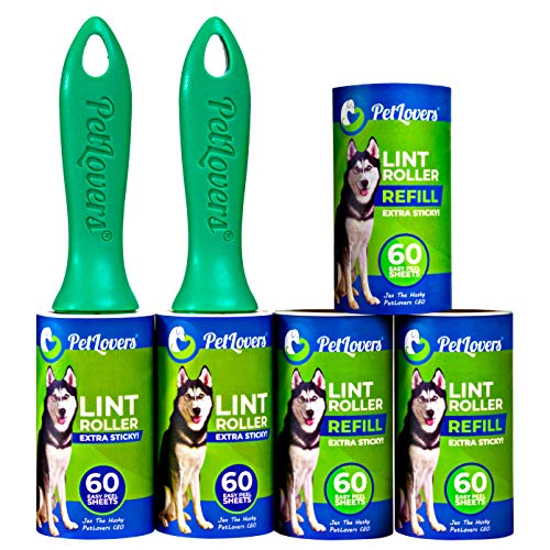 PetLovers Lint Rollers for Pet Hair Extra Sticky 6 Pack - Lint Remover for Clothes