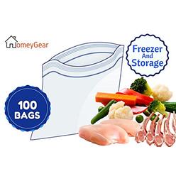 HomeyGear Extra Large Heavy Weight Freezer Storage Zipper Bags 13"X18" Zip & Lock Multi Purpose Jumbo 2.5 Gallon Quality Clear Bags 100