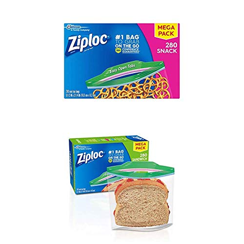 Ziploc Snack Bags, 280 ct and Sandwich Bags, 280 ct