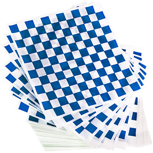 Avant Grub Deli Paper 300 Sheets. Turn Your Backyard Cookout Party into Oktoberfest with Blue & White Checkered Food Wrapping
