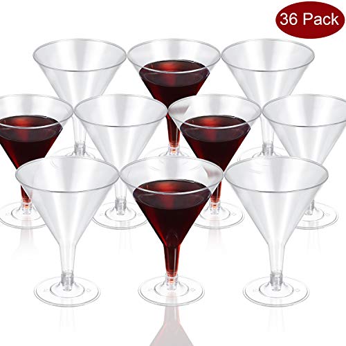 Maitys Clear Plastic Martini Glasses Disposable Martini Glasses, 6.5 OZ Disposable Plastic Cup Plastic Dessert/Cocktail Cups Great