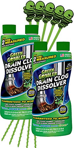 Green Gobbler Liquid Hair and Grease Clog Remover - 2 Pack & 5