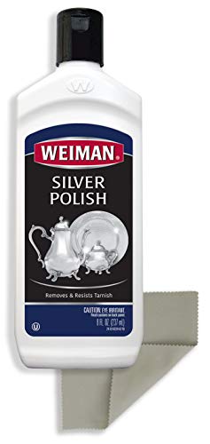 Weiman Silver Cleaner and Polish - 8 Ounce with Polishing Cloth - Ammonia Free - Polish Silver Jewelry Sterling Silver