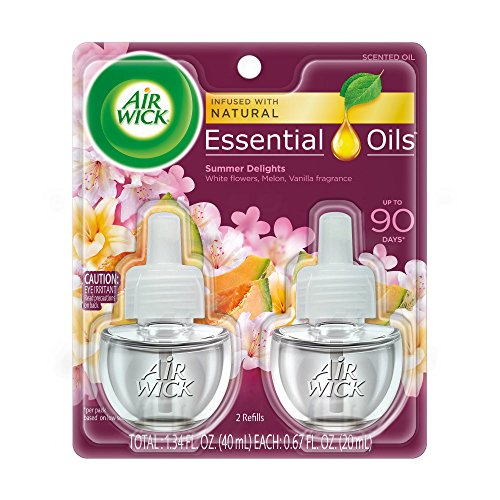 Airwick Air Wick plug in Scented Oil 2 Refills, Summer Delights, (2x0.67oz), Essential Oils, Air Freshener
