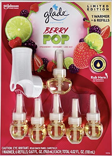 Glade Plugins Berry Pop, 1 Warmer + 6 Scented Oil Refills
