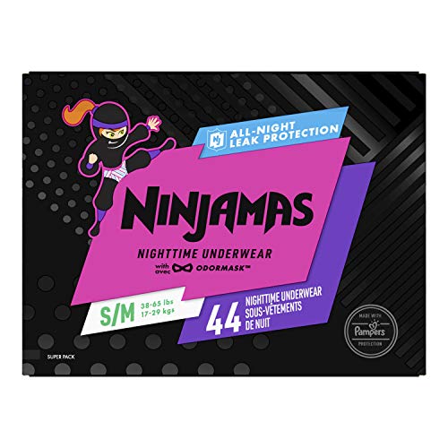 Pampers Ninjamas, Disposable Underwear, Nighttime Underwear Girls, 44 Count, Size S/M (38-65 lbs)