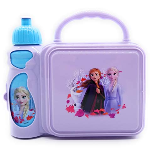 Disney Frozen 2 Combo Water Bottle Lunch Box, 5.8" X 2.9" X 5.3" Purple, Multicolor