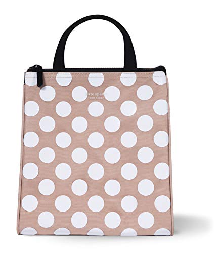 Kate Spade New York Portable Soft Cooler Lunch Bag with Silver Insulated Interior Lining and Storage Pocket, Jumbo Dot
