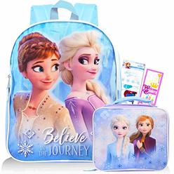 Disney Shop Disney Frozen Backpack and Lunch Box Set for Girls ~ Deluxe 17" Frozen 2 Backpack with Insulated Lunch Bag, Stickers,and More